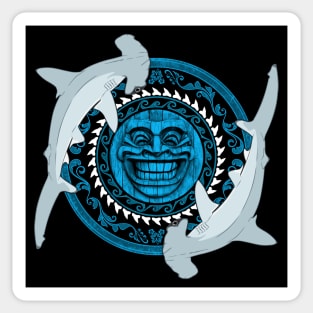 Hammerhead shark tiki totem Sticker